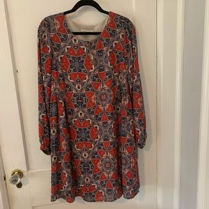 Paper crown red, white, and blue geometric dress. Size medium.